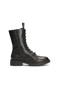 Kazar - Skórzane trzewiki za kostkę. Wysokość cholewki: za kostkę. Zapięcie: sznurówki. Kolor: czarny. Materiał: skóra. Szerokość cholewki: normalna. Sezon: jesień, zima. Obcas: na płaskiej podeszwie #1