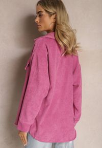 Renee - Różowa Koszula z Guzikami ze Sztruksowego Materiału Ilwenita. Kolor: różowy. Materiał: sztruks, materiał. Styl: elegancki #3