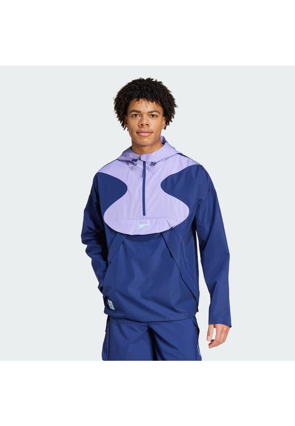 Adidas - Wiatrówka Arsenal Seasonal Half-Zip. Kolor: niebieski. Materiał: materiał, tkanina. Sport: piłka nożna