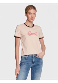 Guess T-Shirt Camila W3RI31 I3Z11 Różowy Regular Fit. Kolor: różowy. Materiał: bawełna