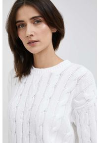 Lauren Ralph Lauren sweter bawełniany damski kolor biały. Kolor: biały. Materiał: bawełna. Długość rękawa: długi rękaw. Długość: długie. Wzór: ze splotem #6