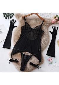 Intica - Komplet koronkowej bielizny na romantyczne wieczory Yvelise. Kolor: czarny. Materiał: koronka #1