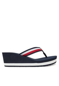 TOMMY HILFIGER - Tommy Hilfiger Japonki Th Corporate Wedge Beach Sandal FW0FW08520 Granatowy. Kolor: niebieski. Materiał: materiał #6