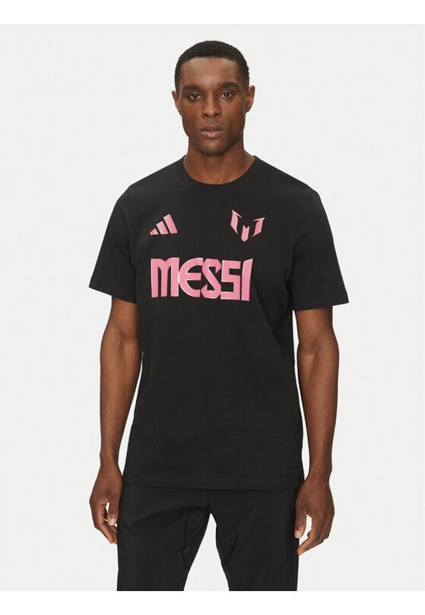 Adidas - adidas Koszulka techniczna Messi Name and Number Graphic JM3551 Czarny Regular Fit. Kolor: czarny. Materiał: bawełna