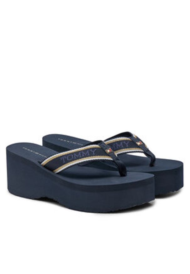 TOMMY HILFIGER - Tommy Hilfiger Japonki Im Platform Beach Sandal FW0FW08236 Granatowy. Kolor: niebieski. Materiał: materiał. Obcas: na platformie