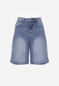 Renee - Niebieskie Szorty Jeansowe z Bawełny Jorts High Waist Sirenora. Okazja: na imprezę, na co dzień. Stan: podwyższony. Kolekcja: plus size. Kolor: niebieski. Materiał: jeans, bawełna. Sezon: lato. Styl: casual #2