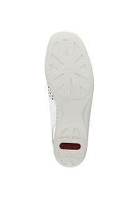 Skórzane komfortowe sandały damskie pełne ażurowe białe Rieker 41350-80. Kolor: biały. Materiał: skóra. Wzór: ażurowy #8