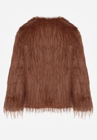 Born2be - Brązowa Kurtka Futrzana o Prostym Kroju Zapinana na Haftki Siarale. Okazja: na co dzień. Kolor: brązowy. Materiał: futro. Długość rękawa: długi rękaw. Długość: długie. Styl: casual, elegancki #7