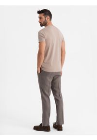Ombre Clothing - Klasyczny T-shirt męski bawełniany BASIC - piaskowy V11 OM-TSBS-0236 - XXL. Okazja: na co dzień. Materiał: bawełna. Styl: klasyczny #8