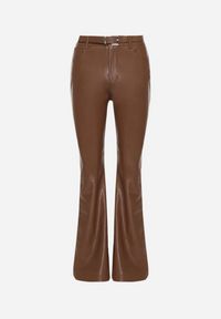 Born2be - Brązowe Spodnie Dzwony z Imitacji Skóry Vebora. Okazja: na co dzień. Kolor: brązowy. Materiał: skóra. Styl: elegancki, casual, klasyczny #7