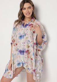 Born2be - Różowa Koszula z Bawełną w Kwiaty Linovianna. Okazja: na co dzień. Kolor: różowy. Materiał: bawełna. Wzór: kwiaty. Styl: elegancki, casual #3