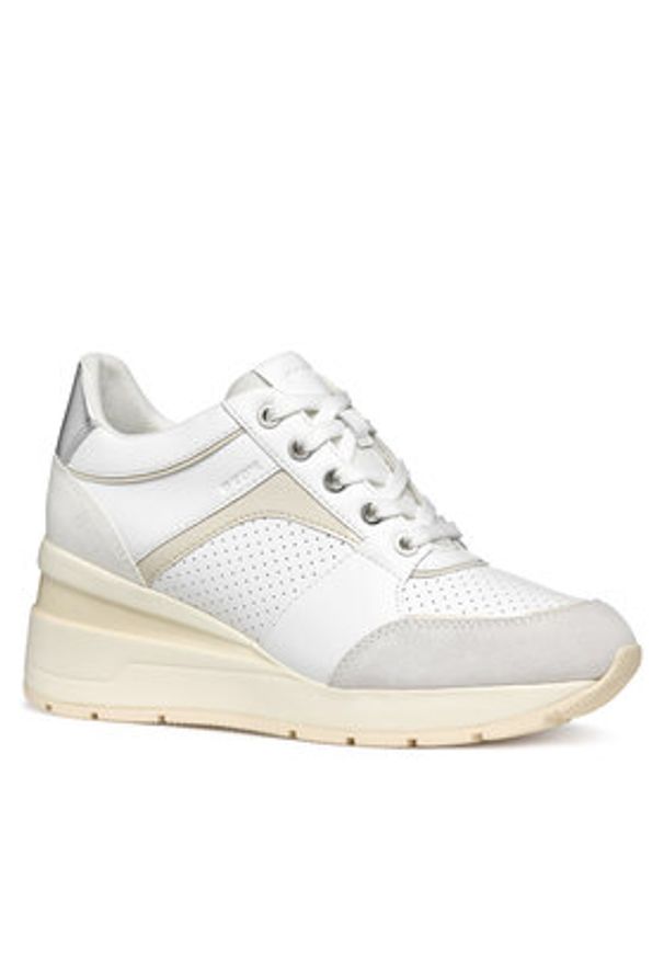 Geox Sneakersy D Zosma D558LA 08522 C1352 Biały. Kolor: biały. Materiał: skóra