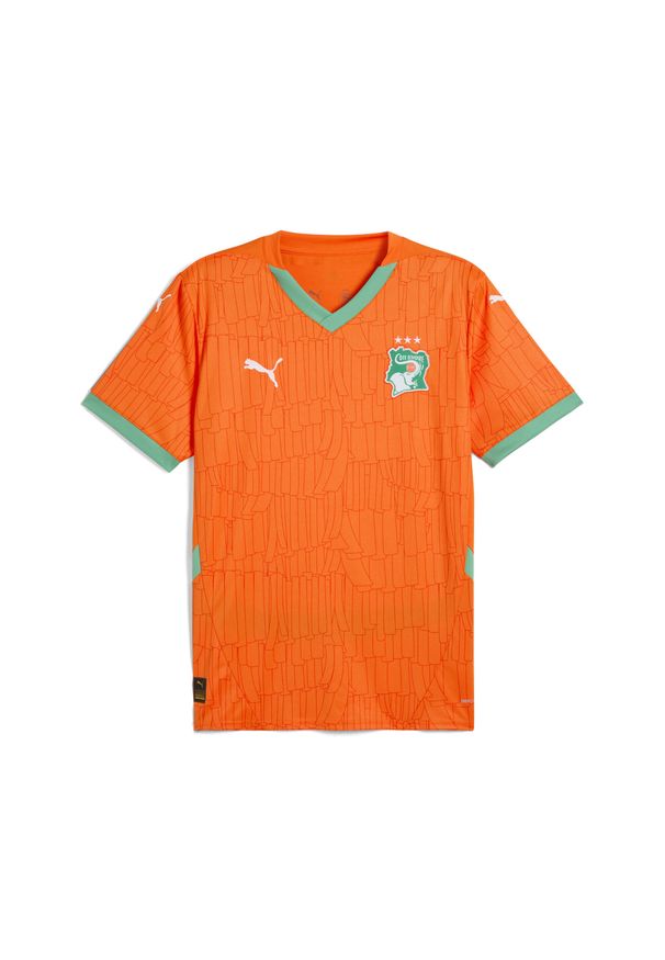 Puma - Męska koszulka domowa Wybrzeże Kości Słoniowej 2025 PUMA. Kolor: zielony, żółty, pomarańczowy, wielokolorowy. Sport: piłka nożna