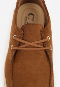 Born2be - Brązowe Półbuty Mokasyny ze Sznurowaną Cholewką Ellsia. Okazja: na co dzień, do pracy. Kolor: brązowy. Materiał: jeans. Szerokość cholewki: normalna. Styl: casual, klasyczny #2