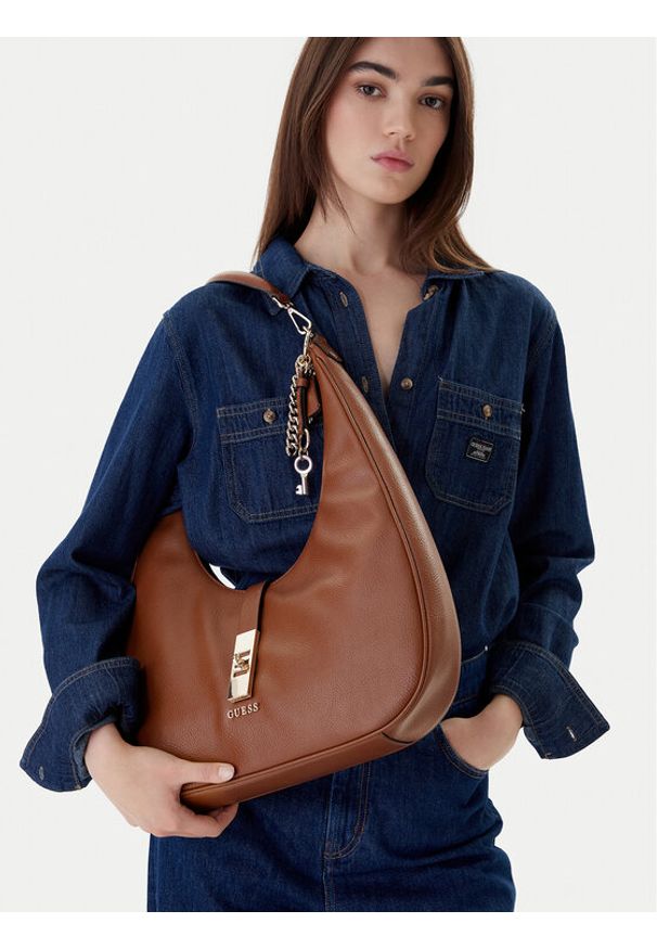 Guess Torebka Brooke HWBG98 97020 Brązowy. Kolor: brązowy. Materiał: skórzane