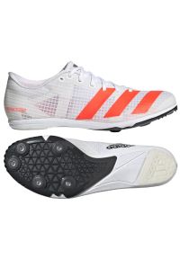 Adidas - Buty kolce do biegania adidas Distancestar W FY4095 białe. Zapięcie: sznurówki. Kolor: biały. Materiał: syntetyk. Sport: bieganie