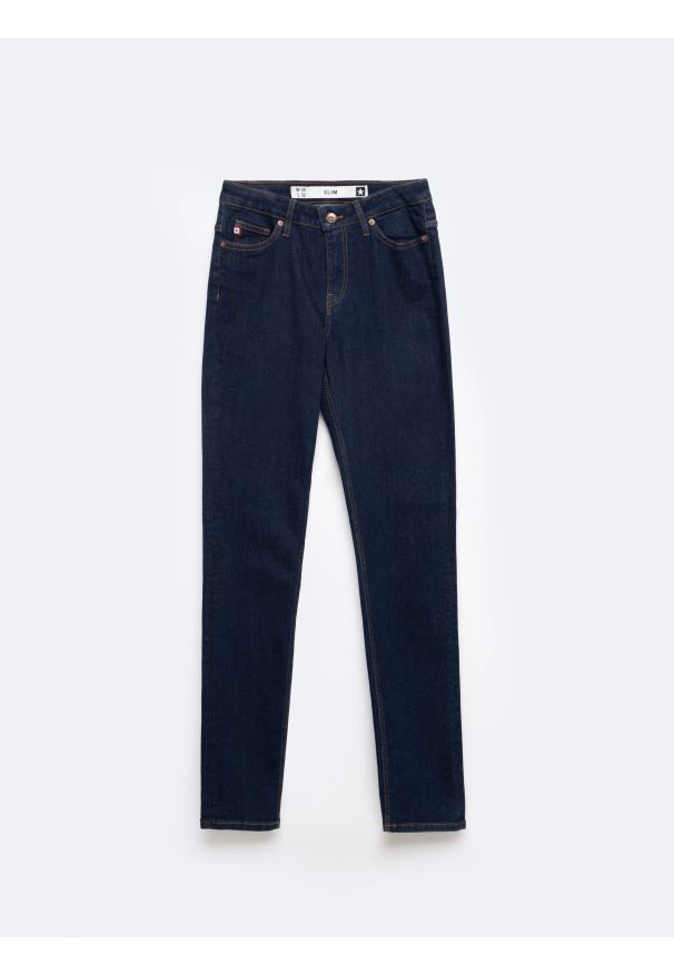 Big-Star - Jeansy damskie z wysokim stanem granatowe Katrina High Waist 720. Okazja: do pracy, na co dzień, na spotkanie biznesowe. Stan: podwyższony. Kolor: niebieski. Styl: klasyczny, biznesowy, elegancki, casual, wizytowy