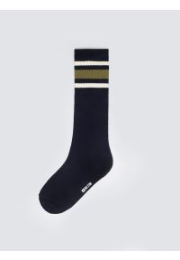Big-Star - Skarpety męskie z paskami granatowe Rajanold 403. Kolor: niebieski. Materiał: prążkowany, bawełna. Wzór: ze splotem #1