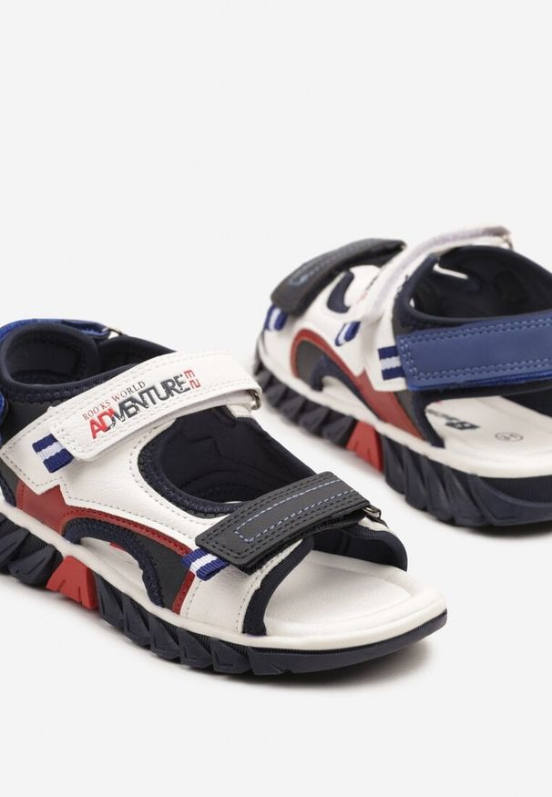 Born2be - Niebieskie Sandały w Sportowym Stylu z Napisami Addnea. Zapięcie: rzepy. Kolor: niebieski. Wzór: napisy. Styl: sportowy