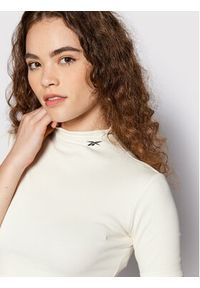 Reebok Bluzka HH7370 Beżowy Slim Fit. Kolor: biały. Materiał: bawełna #3