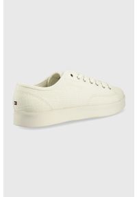 TOMMY HILFIGER - Tommy Hilfiger tenisówki męskie kolor beżowy. Nosek buta: okrągły. Zapięcie: sznurówki. Kolor: beżowy. Materiał: guma #2