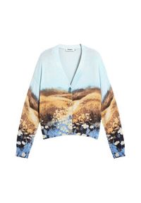 Desigual Kardigan Sun 26SWJF18 Niebieski jasny Regular Fit. Kolor: niebieski. Materiał: bawełna #5