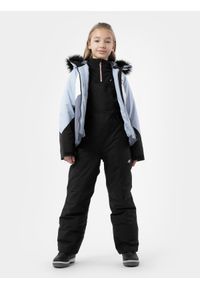 4f - Kurtka narciarska membrana 10 000 dziewczęca. Kolor: niebieski. Materiał: futro, materiał, poliester. Sezon: zima. Sport: narciarstwo #2