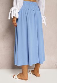 Renee - Niebieskie Spodnie Szerokie Luźne High Waist Inestria. Stan: podwyższony. Kolor: niebieski. Materiał: tkanina. Sezon: lato #2
