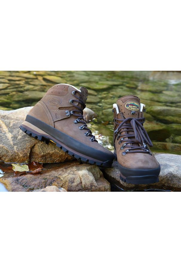 MEINDL - Buty trekkingowe męskie Meindl Borneo. Kolor: brązowy. Materiał: skóra, nubuk. Sport: turystyka piesza