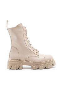 Charles Footwear workery skórzane Keiss damskie kolor beżowy na platformie. Nosek buta: okrągły. Kolor: beżowy. Materiał: skóra. Obcas: na platformie #1