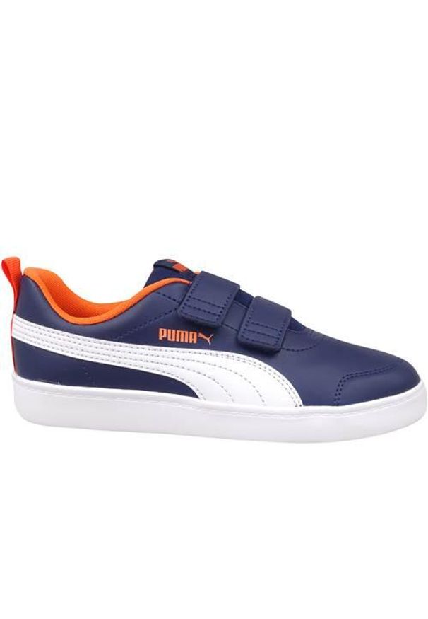 Buty do chodzenia dla dzieci Puma Courtflex V2 V PS. Zapięcie: rzepy. Kolor: niebieski. Materiał: guma, syntetyk, materiał. Szerokość cholewki: normalna. Sport: turystyka piesza