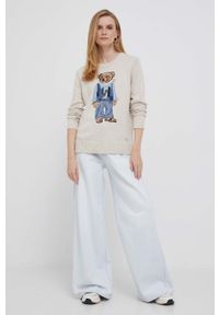 Polo Ralph Lauren sweter bawełniany kolor beżowy lekki. Typ kołnierza: polo. Kolor: beżowy. Materiał: bawełna. Długość rękawa: długi rękaw. Długość: długie. Styl: klasyczny #3