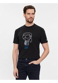 Karl Lagerfeld - KARL LAGERFELD T-Shirt 755401 541221 Czarny Regular Fit. Typ kołnierza: dekolt w karo. Kolor: czarny. Materiał: bawełna