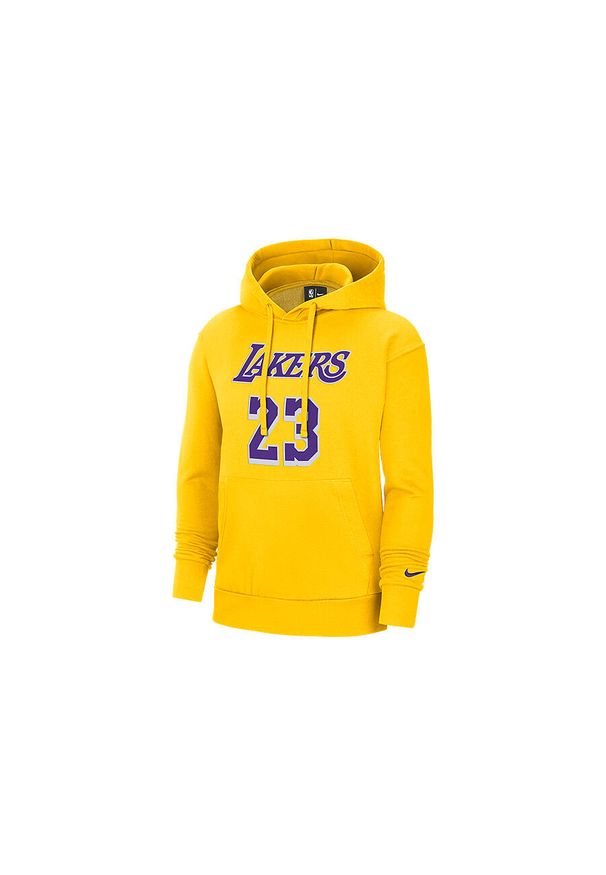 Nike - Bluza męska nike nba los angeles lakers lebron james essential pullover hoodie. Kolor: żółty. Sport: bieganie