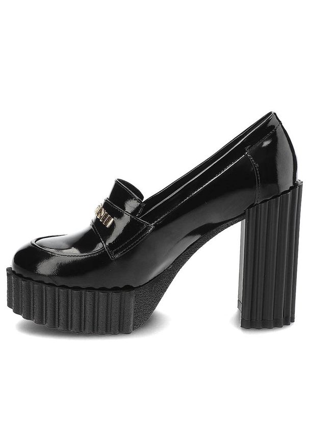 Czarne Półbuty Carinii Eleganckie Skórzane Buty Damskie. Zapięcie: bez zapięcia. Kolor: czarny. Materiał: skóra. Szerokość cholewki: normalna. Obcas: na obcasie. Styl: elegancki. Wysokość obcasa: wysoki, średni