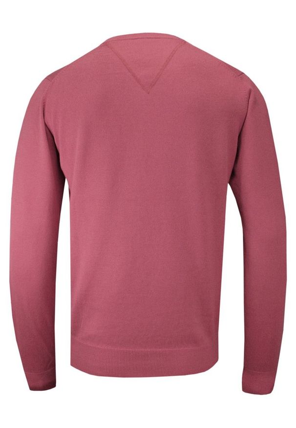 Sweter Różowy, Łososiowy w Serek (V-neck) Klasyczny, Męski - Adriano Guinari. Okazja: na co dzień, na spotkanie biznesowe, do pracy. Typ kołnierza: dekolt w serek. Kolor: różowy. Materiał: bawełna. Styl: klasyczny