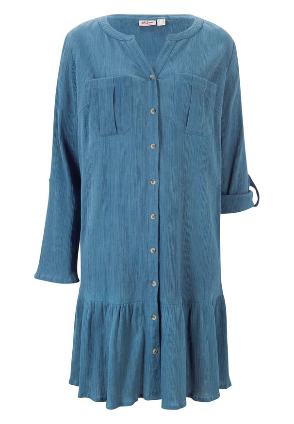 Sukienka kreszowana bonprix niebieski dżins. Kolor: niebieski