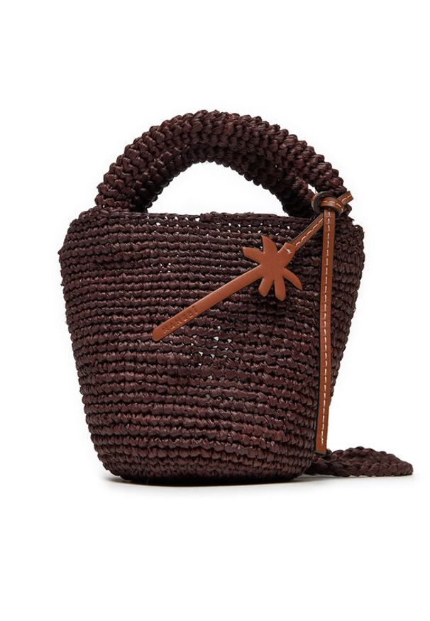 Manebi Torebka Handcrafted Raffia Summer Bag Mini V 7.4 AM Brązowy. Kolor: brązowy