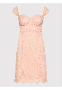 Guess Sukienka koktajlowa W2YK70 KAQN0 Różowy Slim Fit. Kolor: różowy. Materiał: syntetyk. Styl: wizytowy