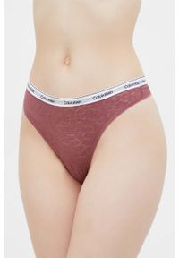 Calvin Klein Underwear stringi kolor czerwony z koronki. Kolor: różowy. Materiał: koronka. Wzór: koronka