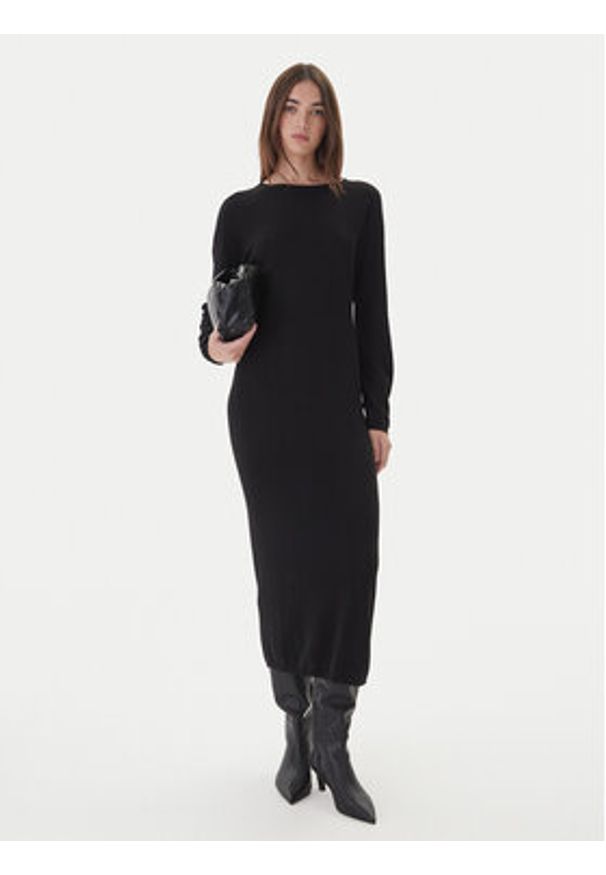 Kontatto Sukienka dzianinowa 3M0964C Czarny Slim Fit. Kolor: czarny. Materiał: wiskoza