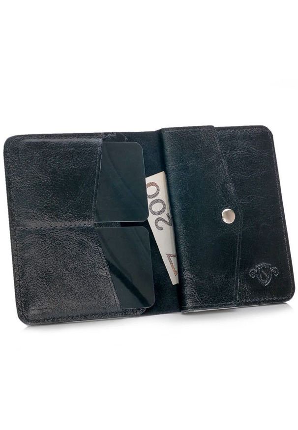 Solier - Skórzany cienki portfel męski z bilonówką SOLIER SW15 SLIM czarny. Kolor: czarny. Materiał: skóra