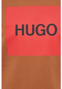 Hugo Bluza bawełniana 50463314 męska kolor brązowy z nadrukiem. Okazja: na co dzień. Kolor: brązowy. Materiał: bawełna. Wzór: nadruk. Styl: casual #2