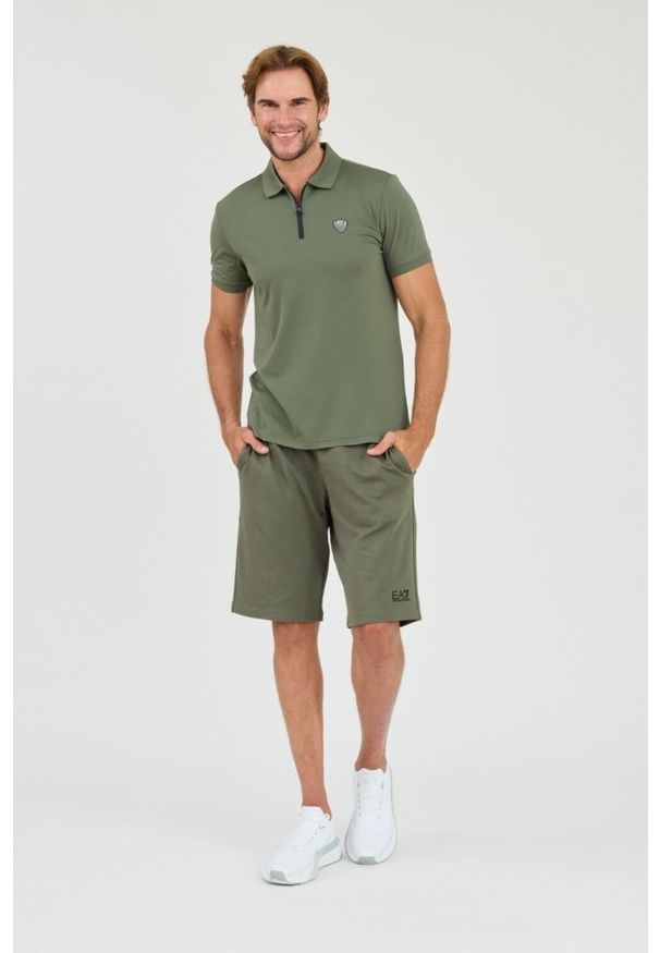 EA7 Emporio Armani - EA7 Zielona męska koszulka polo, Rozmiar XL. Typ kołnierza: polo. Kolor: zielony