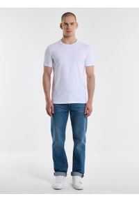 Big-Star - Koszulka męska z krótkim rękawem biała Classac 101. Kolor: biały. Materiał: bawełna, skóra. Długość rękawa: krótki rękaw. Długość: krótkie. Styl: klasyczny