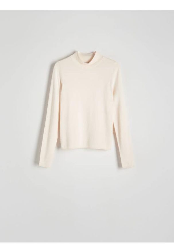 Reserved - Sweter z wiskozą - kremowy. Kolor: kremowy. Materiał: wiskoza