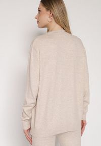 Born2be - Beżowy Casualowy Sweter z Wełną i Bawełną Nedalla. Okazja: na co dzień. Kolor: beżowy. Materiał: wełna, bawełna. Długość rękawa: długi rękaw. Długość: długie. Styl: casual #7