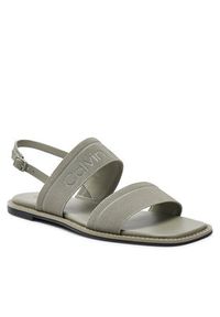 Calvin Klein Sandały Flat Sandal He HW0HW01990 Szary. Kolor: szary. Materiał: materiał