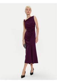 Imperial Sukienka koktajlowa AFATIKP Fioletowy Slim Fit. Kolor: fioletowy. Materiał: satyna, syntetyk. Styl: wizytowy