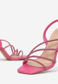 Renee - Różowe Sandały z Paseczkami na Szpilce Rashona. Zapięcie: sprzączka. Kolor: różowy. Obcas: na szpilce #5
